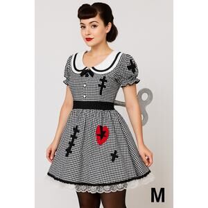 Wind Me Up Dolly Costume Dress | Black Gingham | Size M